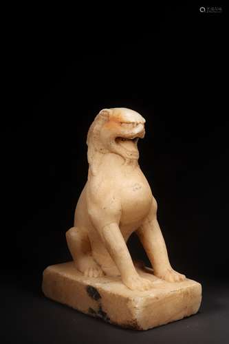 A White marble lion