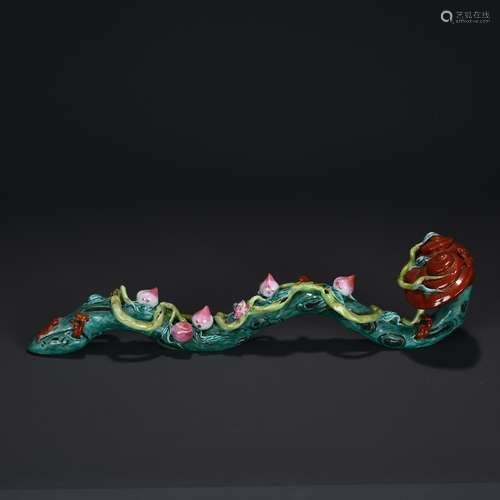 A Gilt Famille Rose LingZhi Ruyi Sceptre