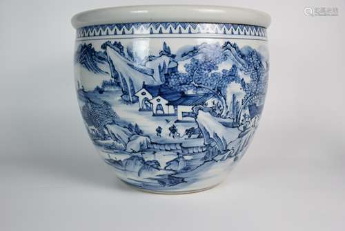 A Blue and White Landscape and Figure Jar