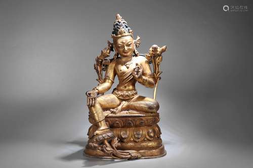 A Gilt Bronze Statue of Tara