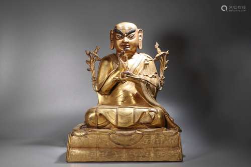 A Gilt Bronze Statue of Guru