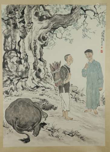 A Chinese Painting of Figure,  Xu Bei Hong Mark