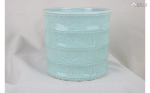 Chinese Blue Glazed Porcelain Brushpot