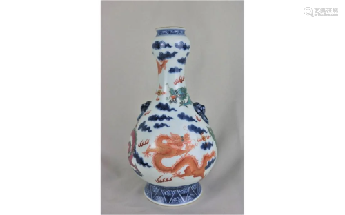 Chinese Blue and White Famille Rose Vase