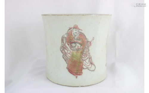 Chinese Red and White Porcelain Brush Holder
