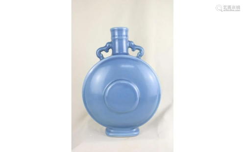 Chinese Blue Ground Porcelain Moonflask Vase