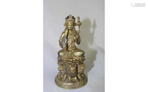 Chinese Bronze Gilt Wenshu Buddha