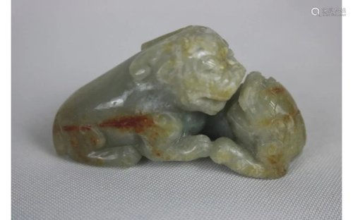 Chinese Ancient Carved Jade Lion