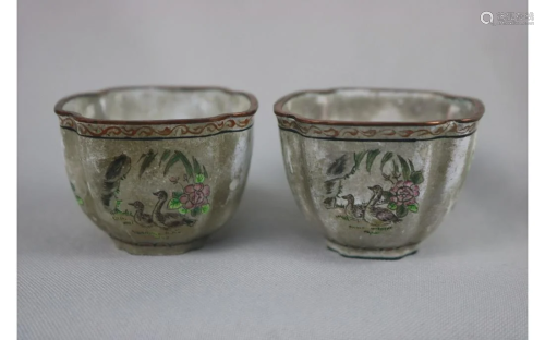 A pair of Chinese Cloisonne Cup