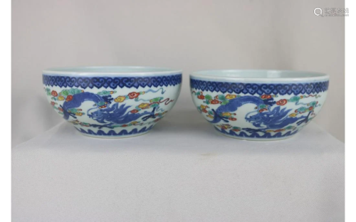 A Pair of Chinese Doucai Porcelain Bowl