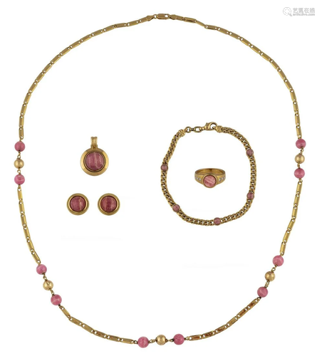 SCHMUCK-KONVOLUT MIT RHODOCHROSIT