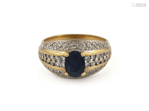 SAPHIR-RING MIT DIAMANTBESATZ