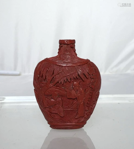 A Chinese Carved Lacquer Snuff Bottle, 19-20th century