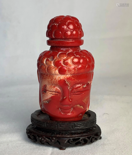 A Vintage Coral Carved Buddha Head