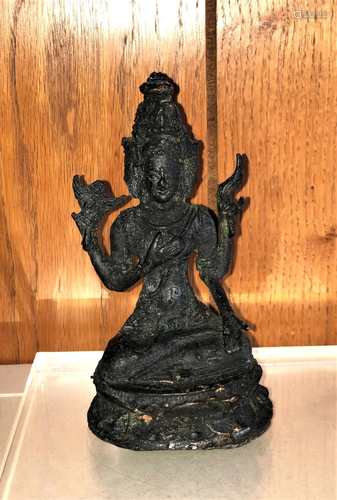 A Small Antique Bronze Buddha