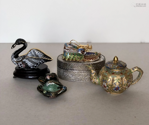 A Group of Four Chinese Cloisonne Articles, 20th