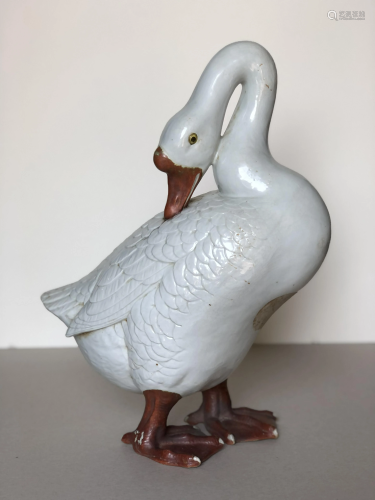A Large Chinese Porcelain Geese, 18th Century
