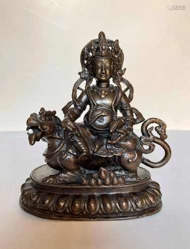 A Chinese Bronze Seated Buddha, Money God, 19th Century