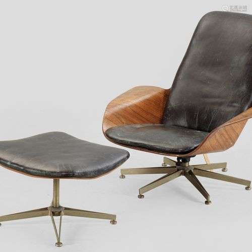 Mid Century-Loungesessel mit Ottoman von George Mulhauser