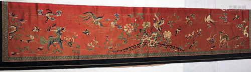 A Chinese Long Embroider Silk Panel, 19th Century