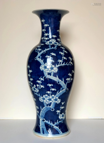 A Large Chinese Blue and White Prunus Vase, late Kangxi