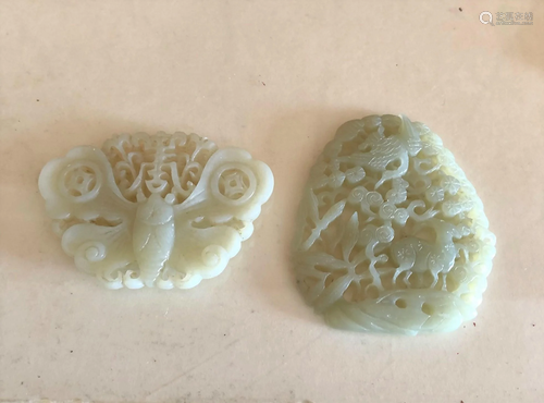 Two Pale White Jade Panels, Qing Dynasty