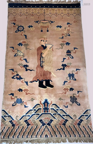 Chinese Tibetan Temple Buddhist Carpet, Qing-Republic