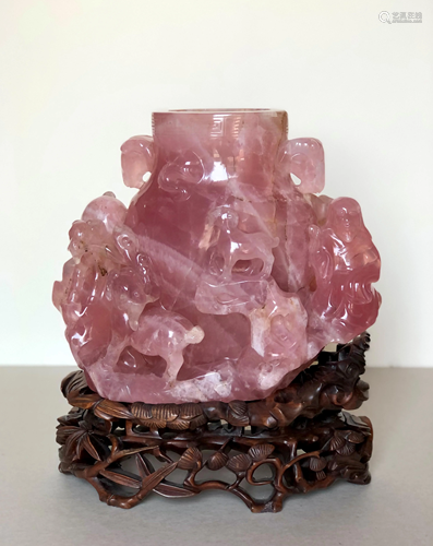 A Large and Very Fine Rose Quartz Vase, 18th Century