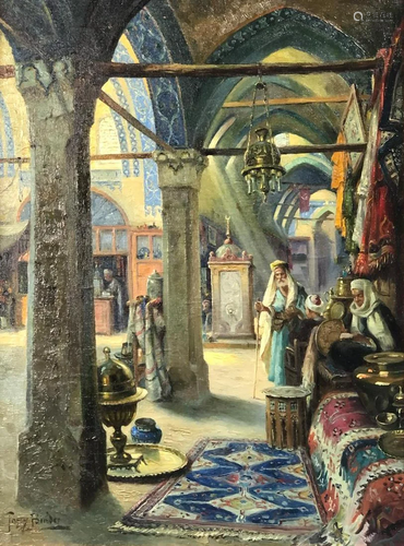 Tony BINDER (1868 - 1944). Carpet dealers in the bazaar