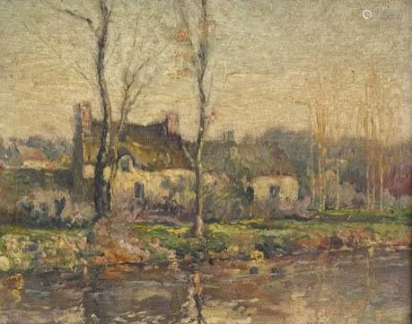 Michel KOROCHANSKY (1866 - 1925). Village by a River.