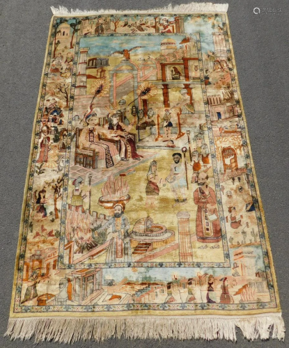 Tabriz pictorial rug? Very fine weave.