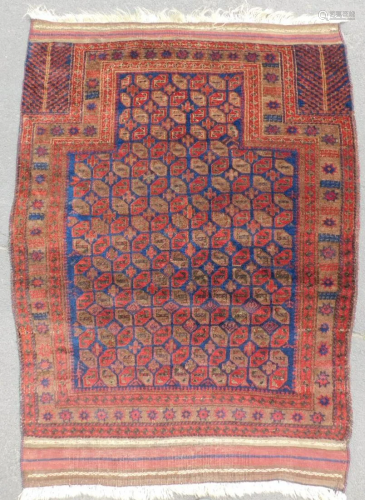 Baluch prayer rug, probably antique.