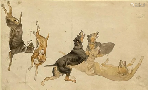 August LUCAS (1803 - 1863) attributed. Dog sketches.