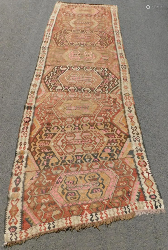 Azeri Kurdish kilim. Old tribal rug.
