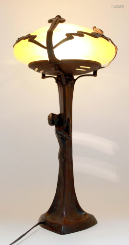 Table lamp in Art Nouveau style. Bronze, 58 cm high.