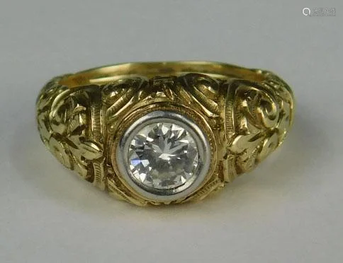 Ring yellow gold 585. diamond.