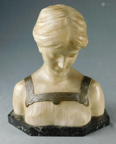 INDISTINCTLY SIGNED (XIX - XX). Art Nouveau bust.