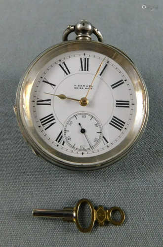 Pocket watch with silver case. 