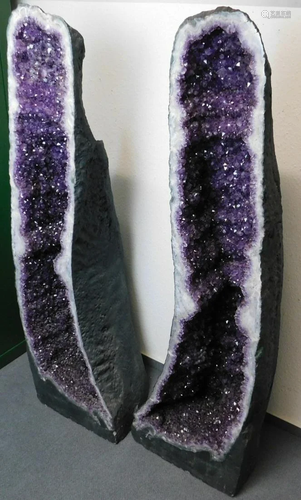 140 cm high. A whole druse cut open. Natural amethyst