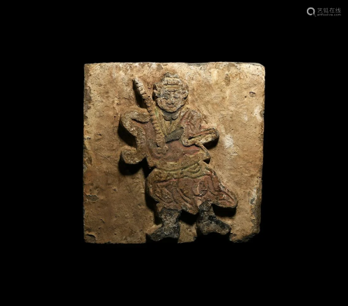 Chinese Song Painted Tile with Soldier