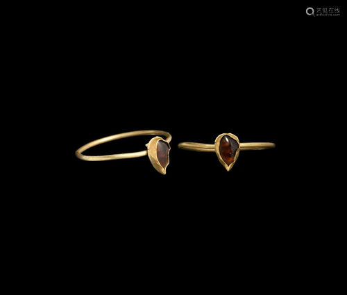 Medieval Gold Ring with Teardrop Garnet