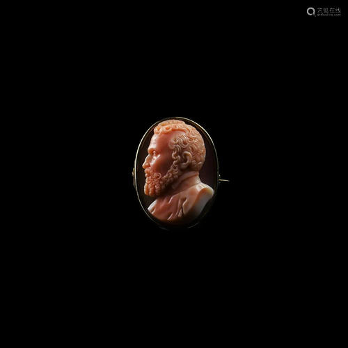 Post Classical Cameo Portrait Brooch