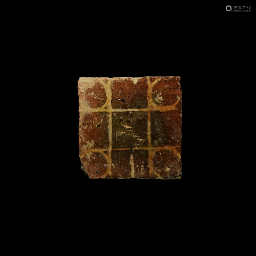 Medieval Geometric Heraldic Glazed Floor Tile