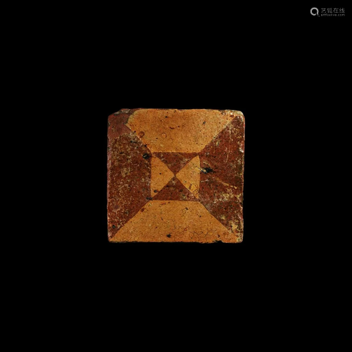 Medieval Geometric Heraldic Glazed Floor Tile