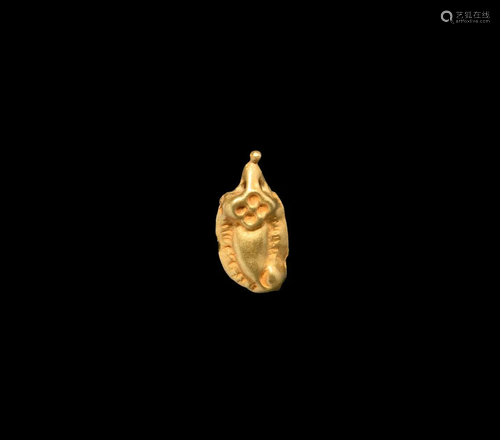 Medieval Gold Repousse Feather Pendant