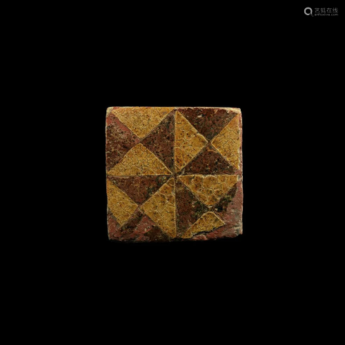 Medieval Geometric Heraldic Glazed Floor Tile