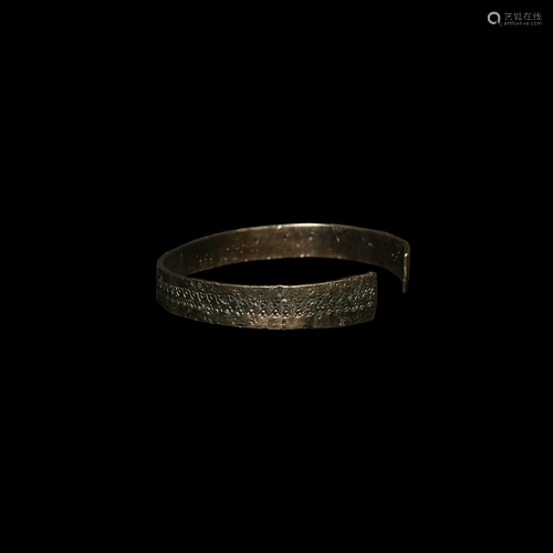 Scandinavian Medieval Silver Stamped Bracelet