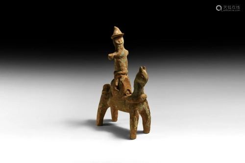 Central Asian Horse and Rider Figurine