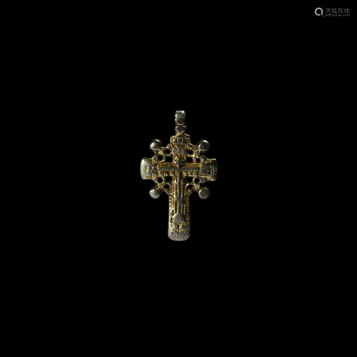 Post Byzantine Gilt Silver Cross Pendant