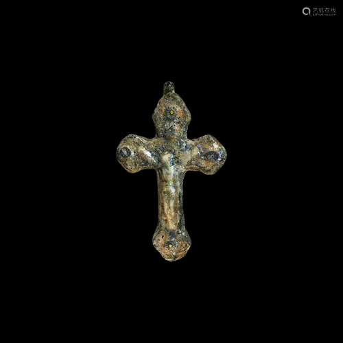 Post Medieval Glass Cross Pendant